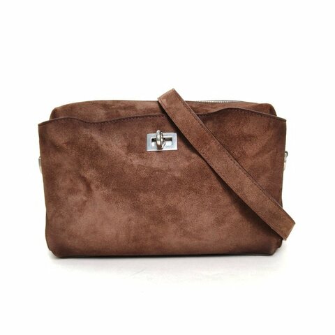 BALENCIAGA Rodeo相機包23褐色麂皮銀扣肩背包