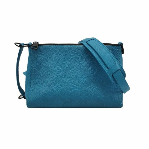 Louis Vuitton(LV)Triangle牛皮純色老花壓紋斜挎包單肩包