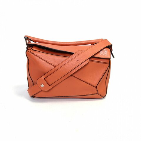 LOEWE Puzzle24幾何包小號橘色牛皮肩背包