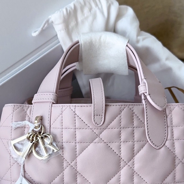 【配件：帶票大全套 💕】Dior toujours 土著 橫版 小號 粉色 櫻花粉手提袋-2