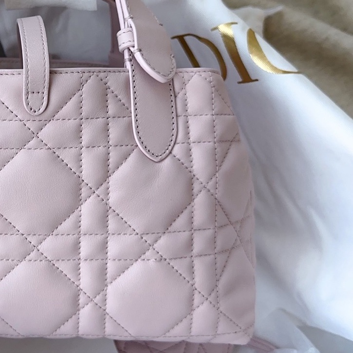 【配件：帶票大全套 💕】Dior toujours 土著 橫版 小號 粉色 櫻花粉手提袋-4