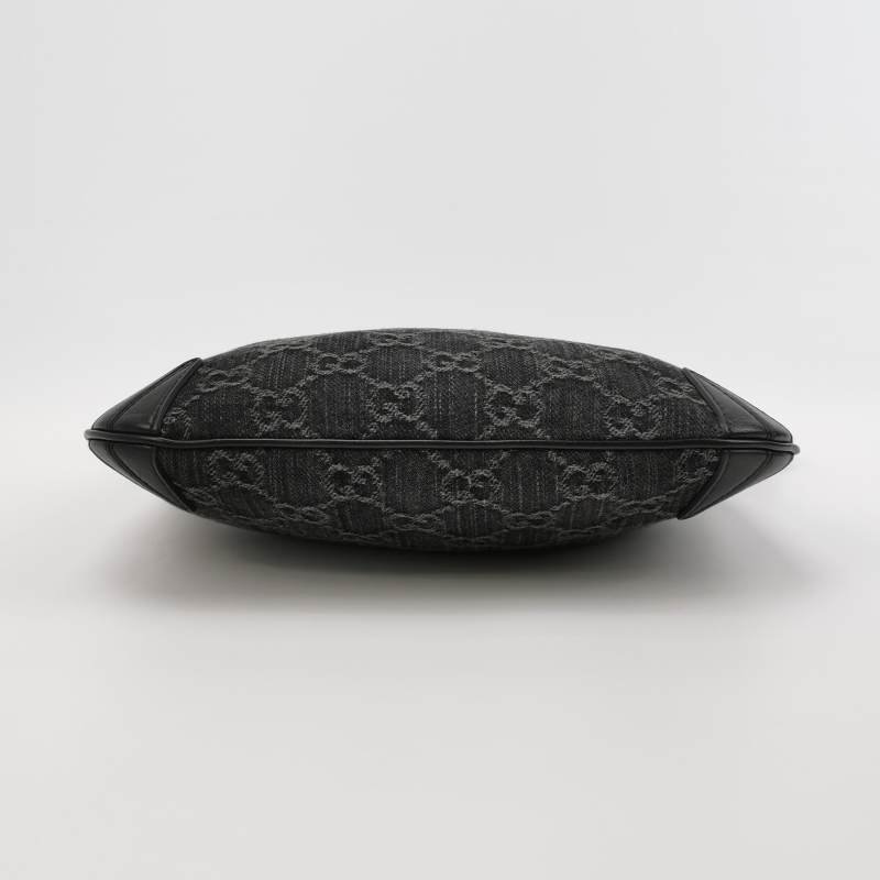 Gucci Horsebit Slim小號羊皮帆布雙G老花拉鏈單肩包 9.8新-5