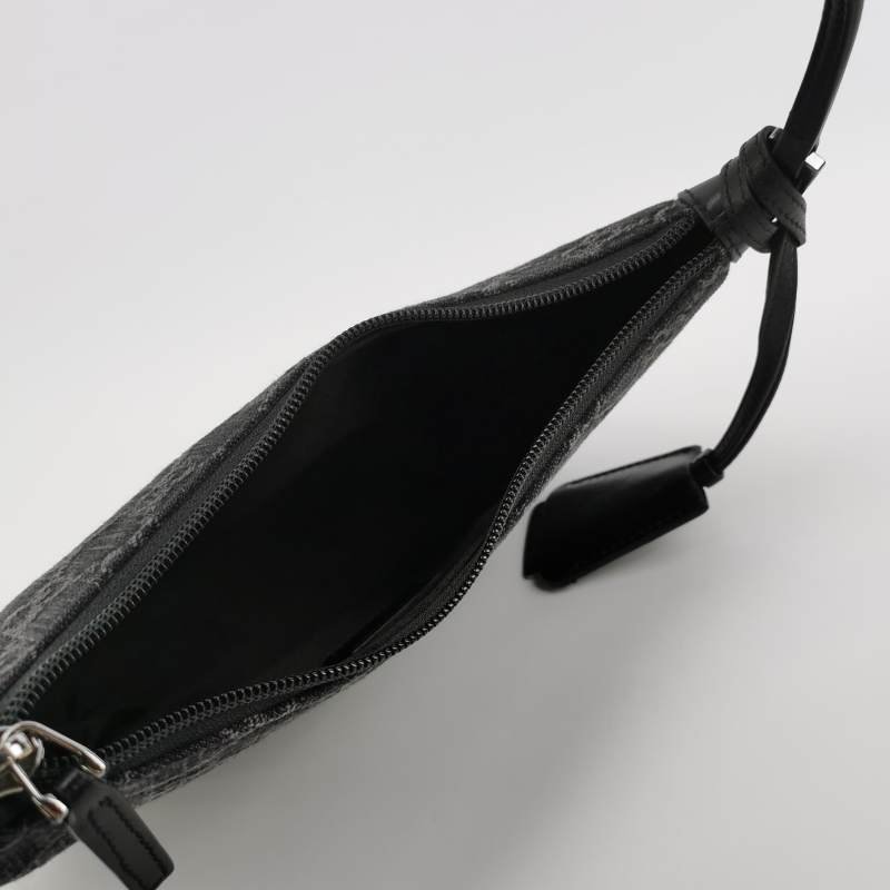 Gucci Horsebit Slim小號羊皮帆布雙G老花拉鏈單肩包 9.8新-6