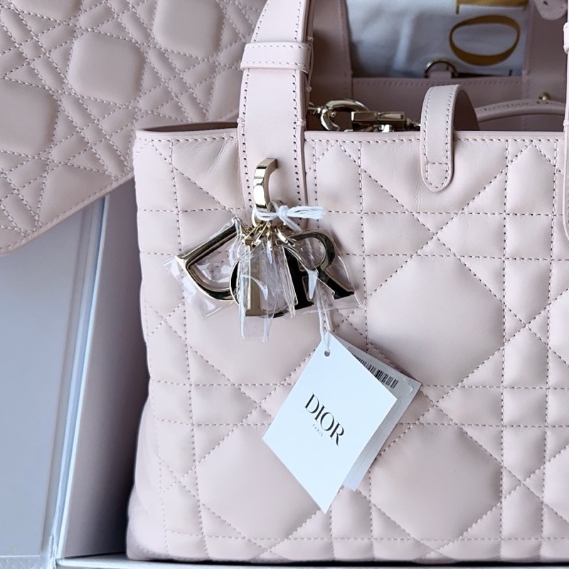 【配件：帶票大全套 💕】Dior 土著 橫版 中號 粉色 櫻花粉色手提袋-2