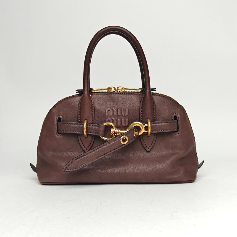 MIU MIU 石南木色羊皮AventureNappa手提包小號肩背包-0