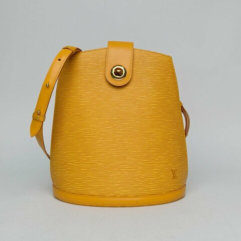 LOUIS VUITTON 黃色EPI水波紋牛皮金扣1997中古水波紋水桶包肩背包