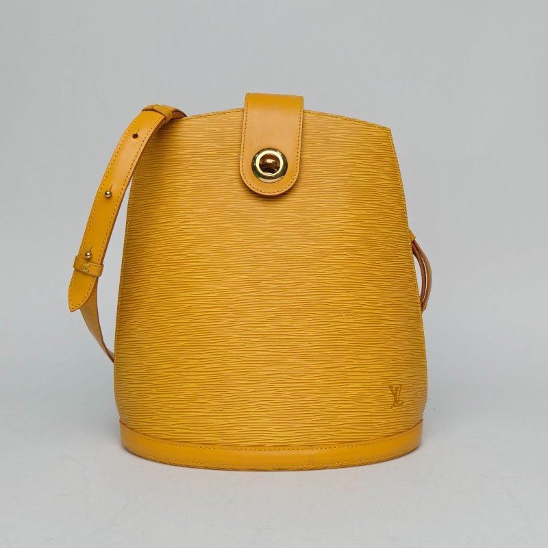 LOUIS VUITTON 黃色EPI水波紋牛皮金扣1997中古水波紋水桶包肩背包-0