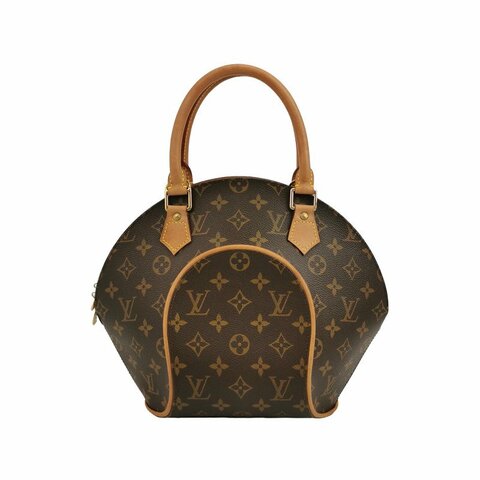 Louis Vuitton(LV)Ellipse河蚌包小號植鞣革Monogram印花弧線滾邊中古手提包