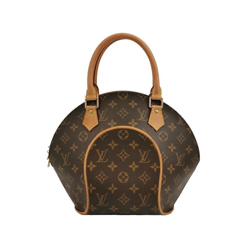 Louis Vuitton(LV)Ellipse河蚌包小號植鞣革Monogram印花弧線滾邊中古手提包-0