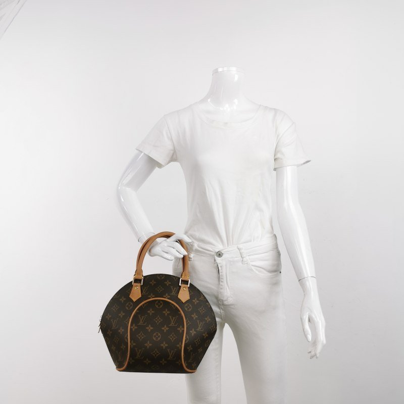 Louis Vuitton(LV)Ellipse河蚌包小號植鞣革Monogram印花弧線滾邊中古手提包-1