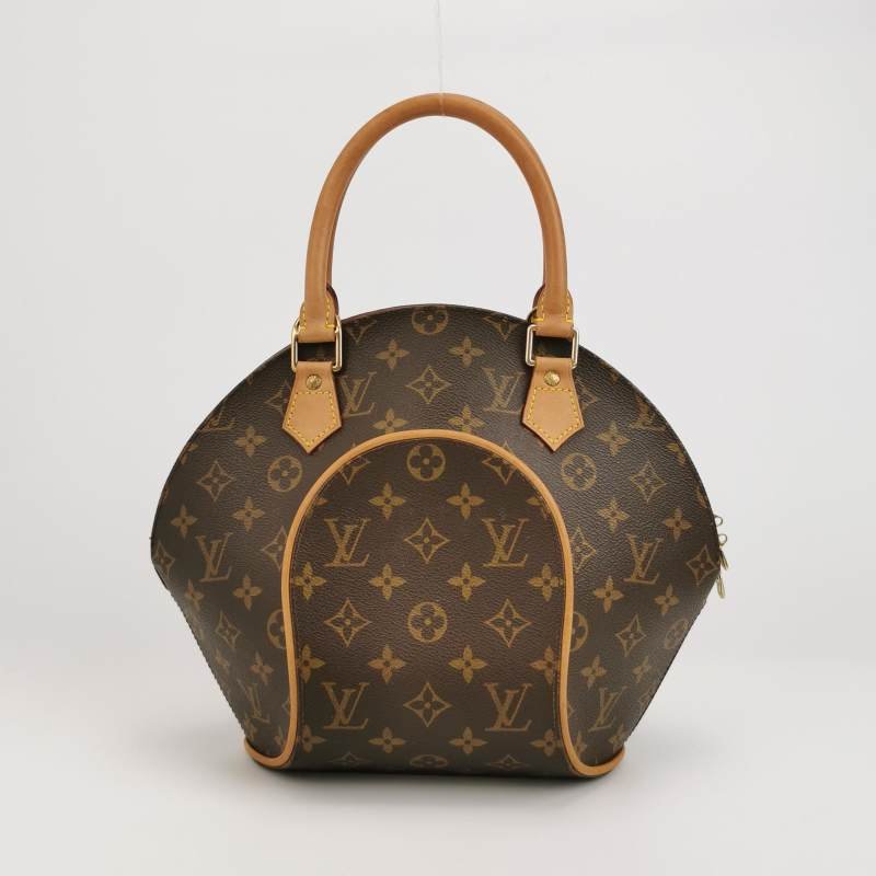 Louis Vuitton(LV)Ellipse河蚌包小號植鞣革Monogram印花弧線滾邊中古手提包-4