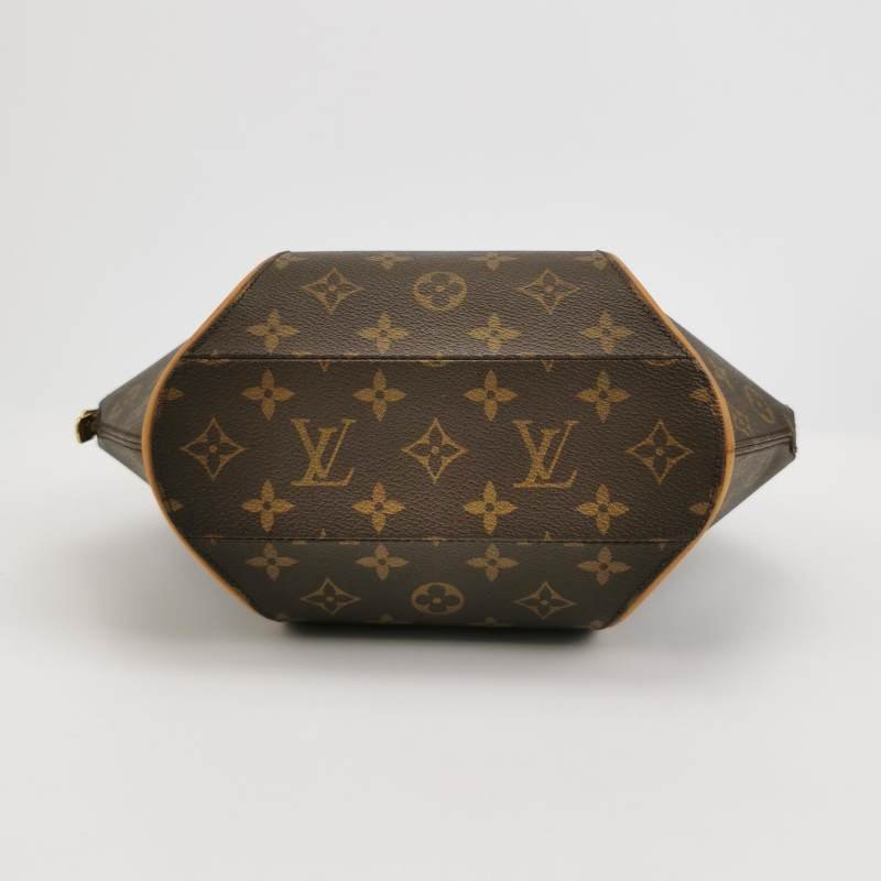 Louis Vuitton(LV)Ellipse河蚌包小號植鞣革Monogram印花弧線滾邊中古手提包-5