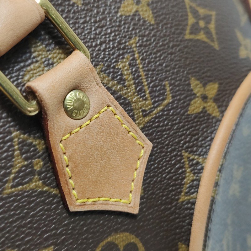 Louis Vuitton(LV)Ellipse河蚌包小號植鞣革Monogram印花弧線滾邊中古手提包-13