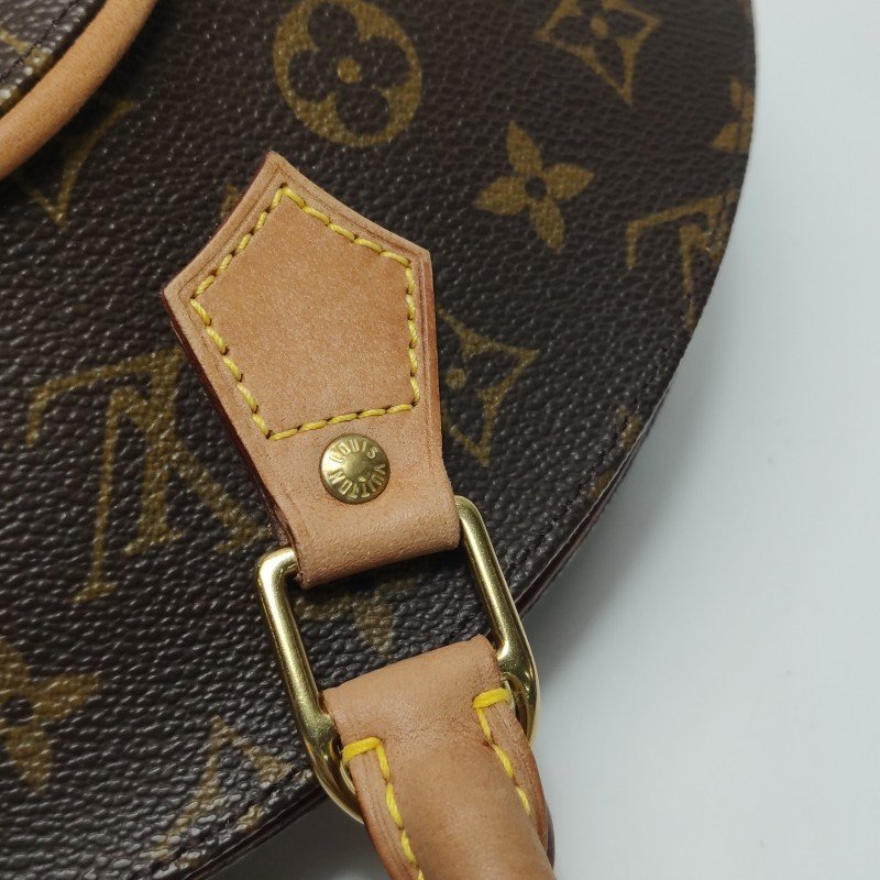 Louis Vuitton(LV)Ellipse河蚌包小號植鞣革Monogram印花弧線滾邊中古手提包-17