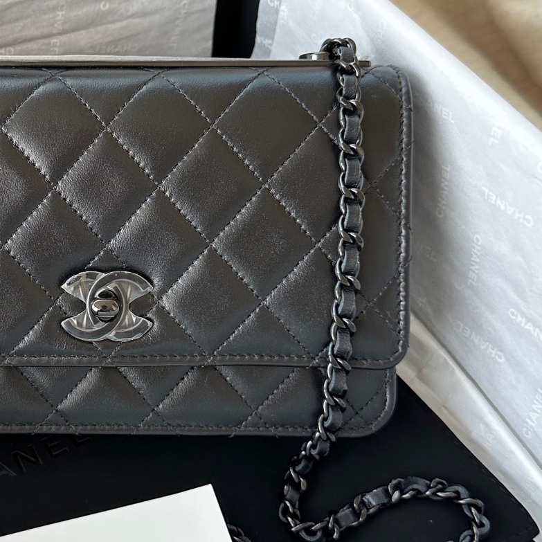 【配件：盒子、防塵袋、小票 💕】Chanel 24B trendy cc woc 全黑 so black 手提 單肩腋下 斜挎-3