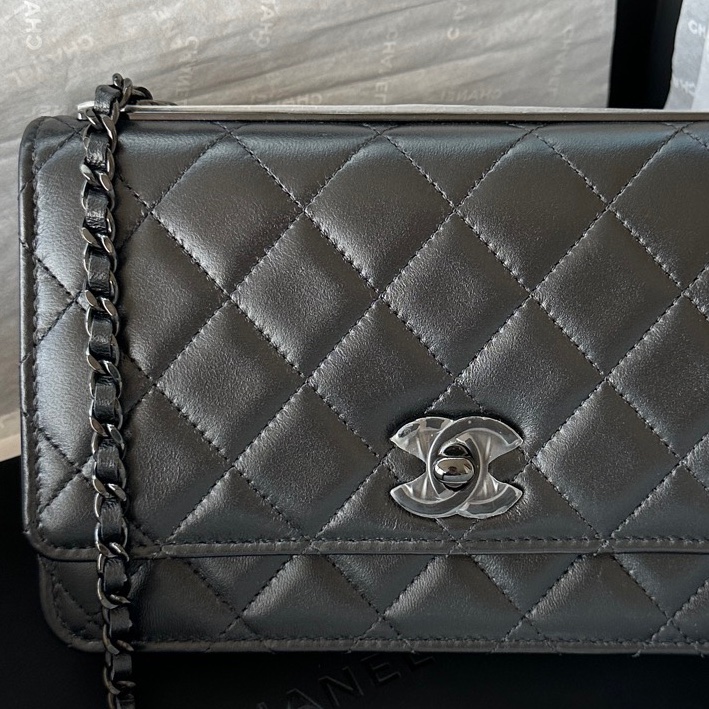 【配件：盒子、防塵袋、小票 💕】Chanel 24B trendy cc woc 全黑 so black 手提 單肩腋下 斜挎-5