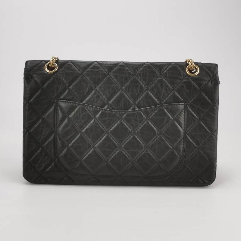 Chanel 2.55 Flag Bag經典款Maxi油蠟皮菱格絎縫矩形旋扣單肩包-4