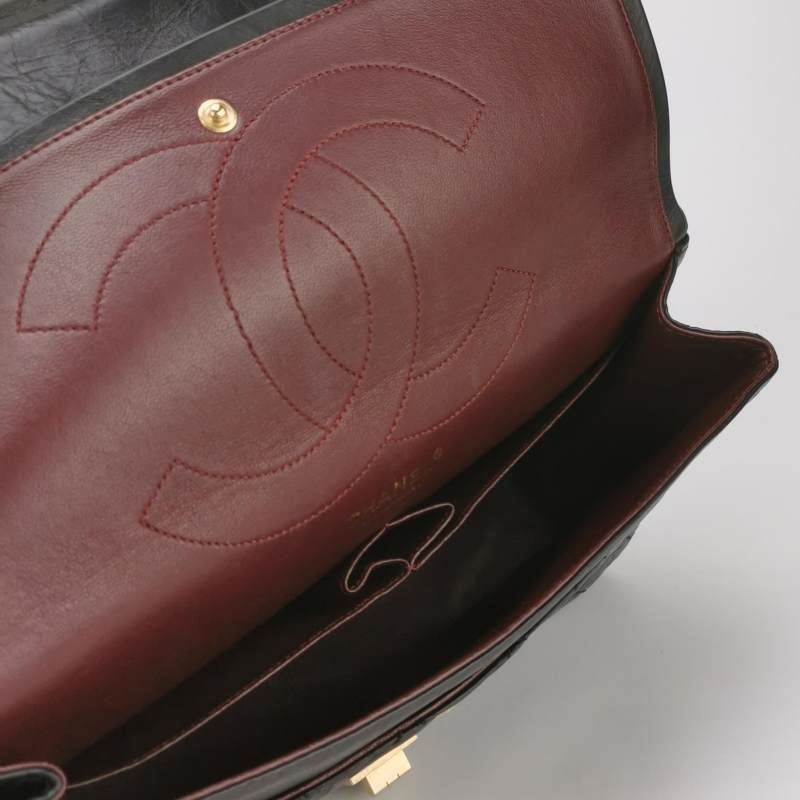 Chanel 2.55 Flag Bag經典款Maxi油蠟皮菱格絎縫矩形旋扣單肩包-6