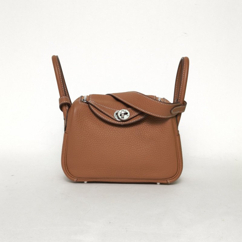 HERMES LindyMini37金棕色TC皮Y刻銀扣肩背包-0
