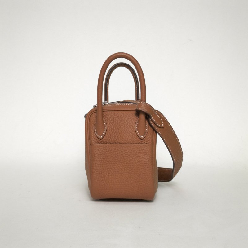HERMES LindyMini37金棕色TC皮Y刻銀扣肩背包-1