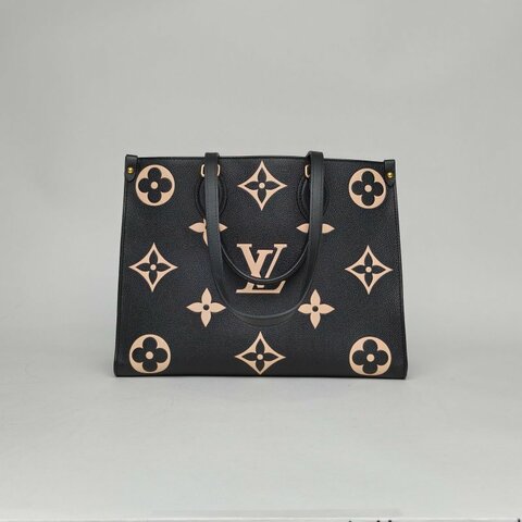 LOUIS VUITTON Onthego中號35黑白牛皮2020大Logo印花肩背包