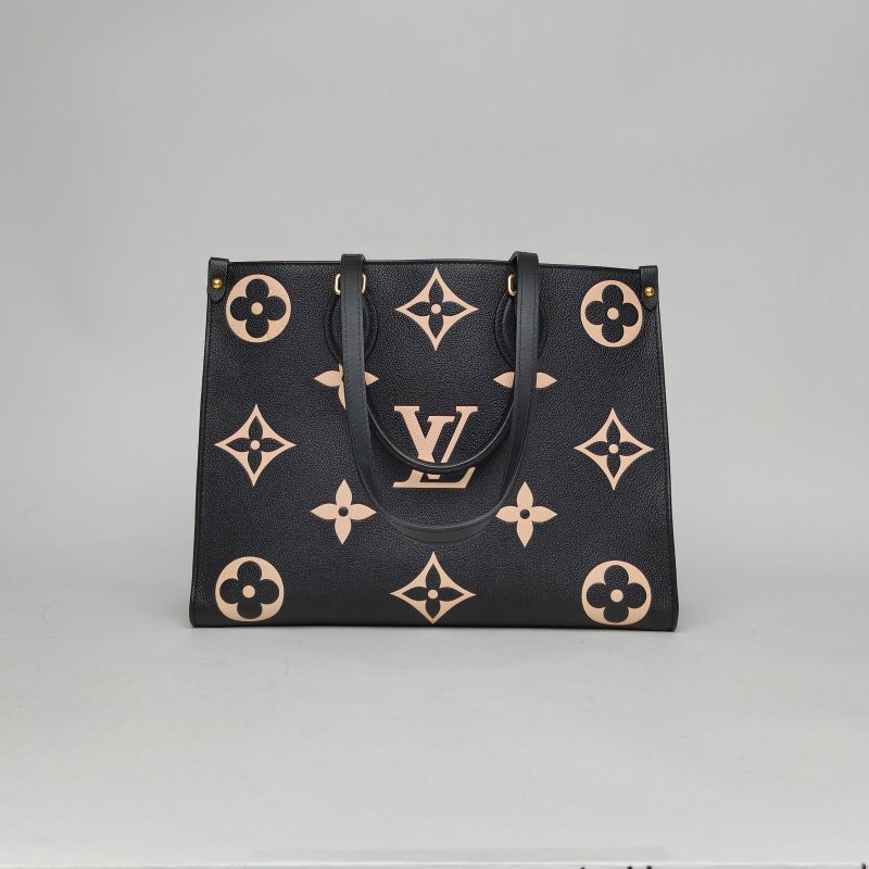 LOUIS VUITTON Onthego中號35黑白牛皮2020大Logo印花肩背包-0