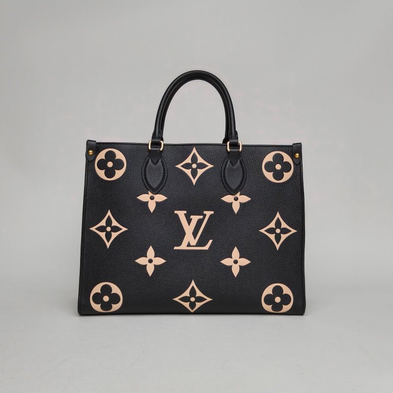 LOUIS VUITTON Onthego中號35黑白牛皮2020大Logo印花肩背包-4