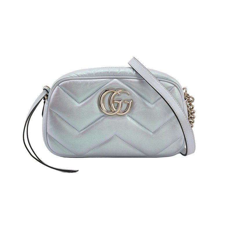 Gucci GG Marmont 小號羊皮V紋絎縫雙G標誌斜挎包-0