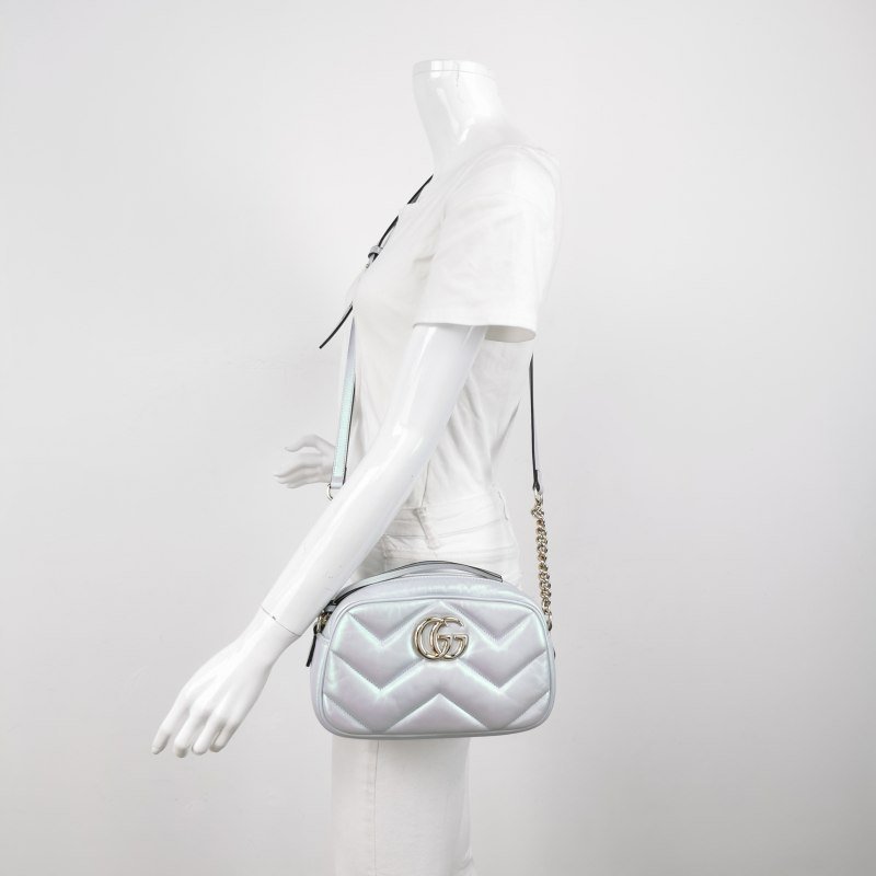 Gucci GG Marmont 小號羊皮V紋絎縫雙G標誌斜挎包-1