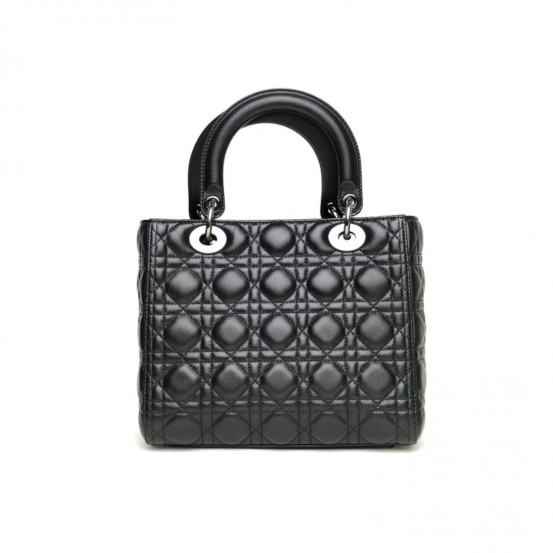 DIOR Lady戴妃包五格黑色羊皮銀扣2021肩背包-2