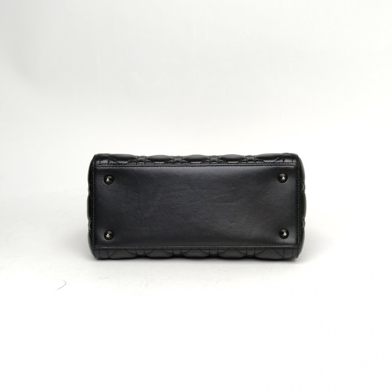 DIOR Lady戴妃包五格黑色羊皮銀扣2021肩背包-4