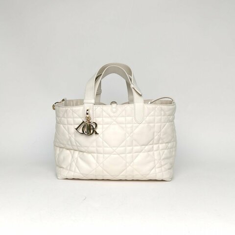 DIOR Toujours手提單肩包中號28.5白色牛皮金扣2024肩背包