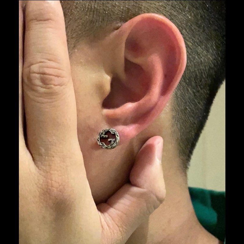 Gucci Interlocking 復古雕花耳環 925純銀 耳環 耳飾-0