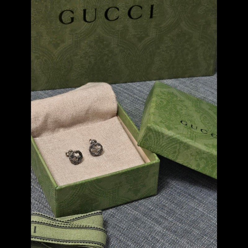 Gucci Interlocking 復古雕花耳環 925純銀 耳環 耳飾-2