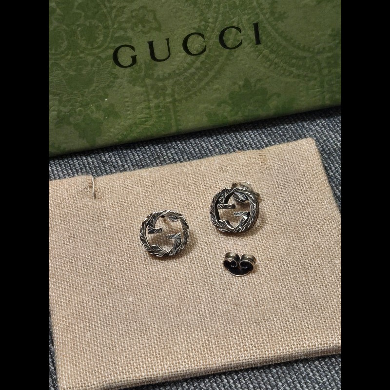 Gucci Interlocking 復古雕花耳環 925純銀 耳環 耳飾-5