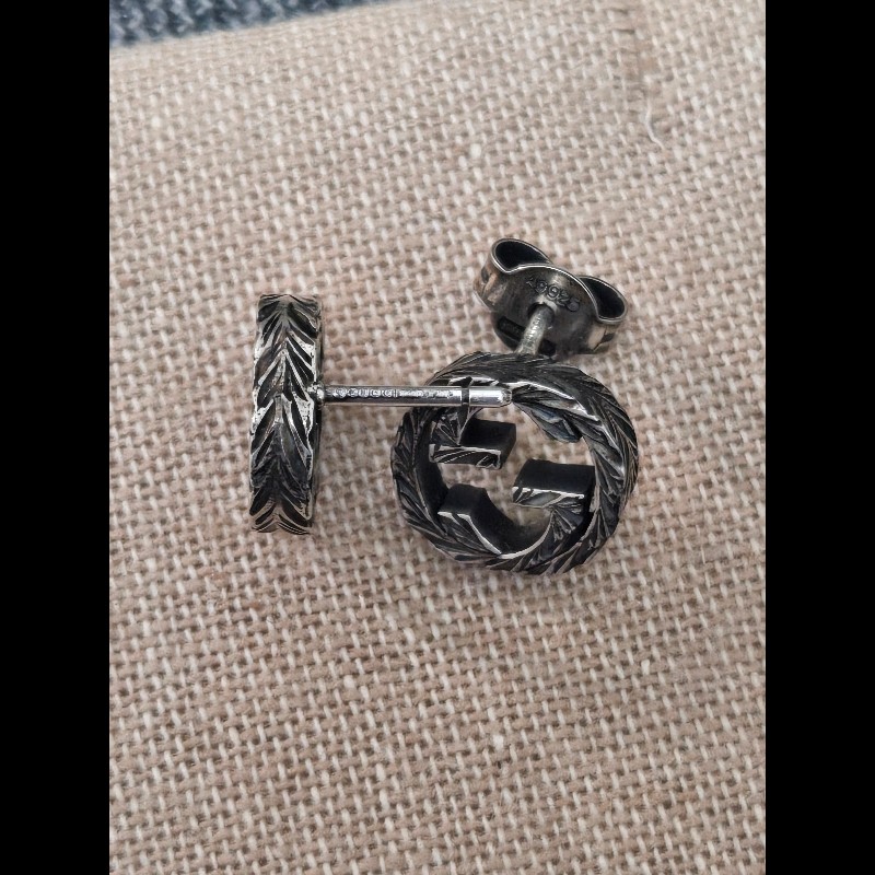 Gucci Interlocking 復古雕花耳環 925純銀 耳環 耳飾-6