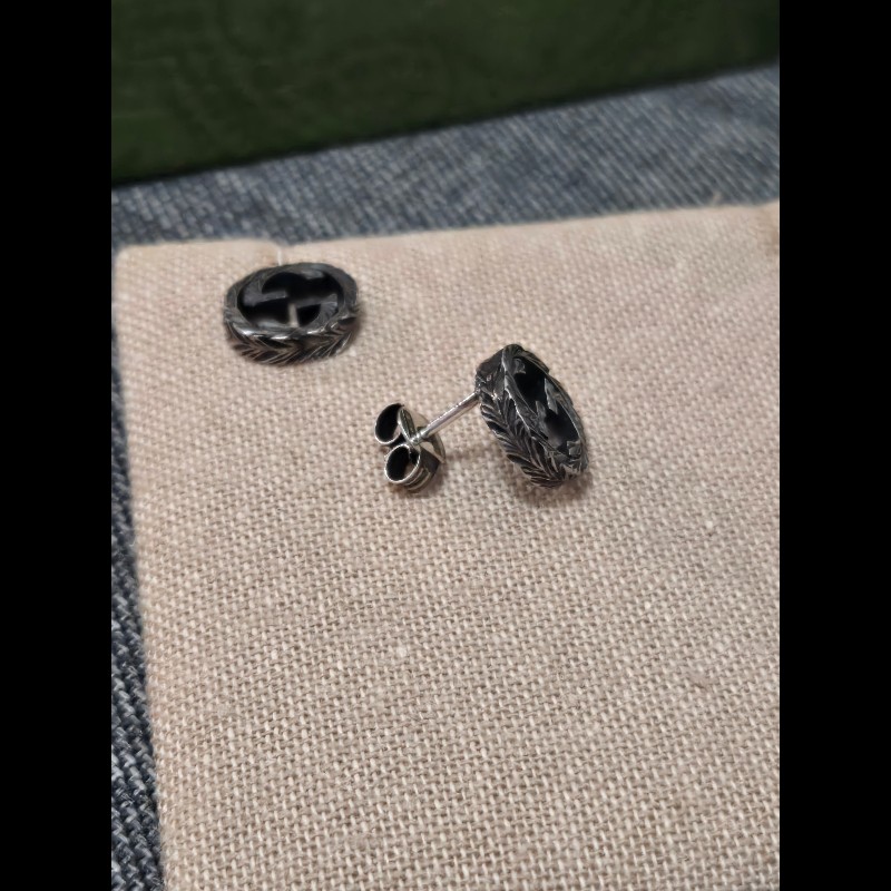 Gucci Interlocking 復古雕花耳環 925純銀 耳環 耳飾-10