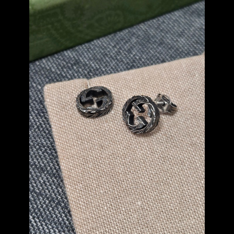 Gucci Interlocking 復古雕花耳環 925純銀 耳環 耳飾-11