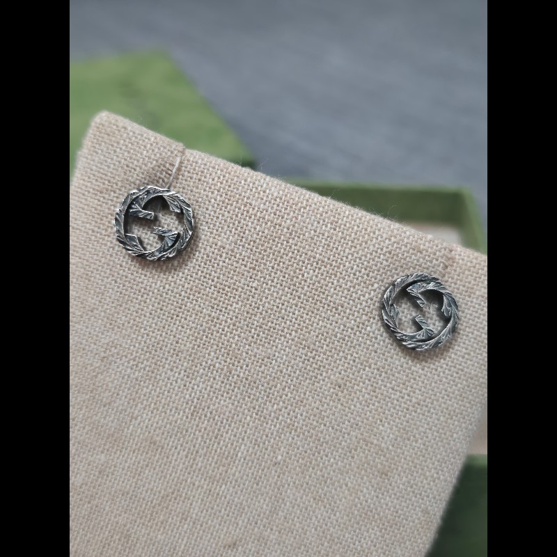 Gucci Interlocking 復古雕花耳環 925純銀 耳環 耳飾-12