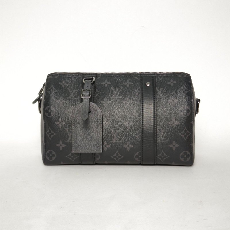 LOUIS VUITTON KEEPALLCity拼黑色牛皮/PVC晶片City肩背包-0
