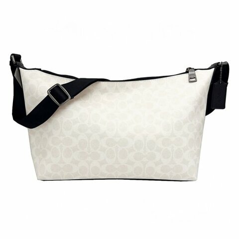 [全新] COACH C LOGO男中性款船型斜背包(白)