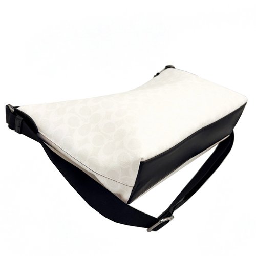 [全新] COACH C LOGO男中性款船型斜背包(白)-3