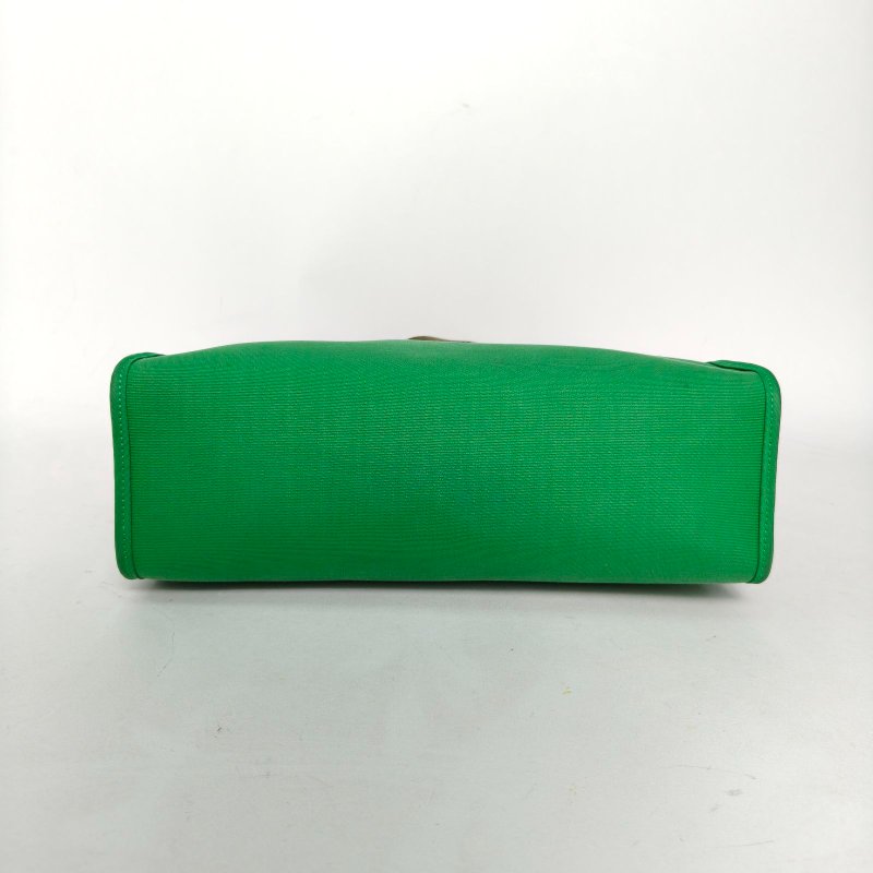 HERMES Herbag311K竹子綠帆布/Hunter牛皮A刻銀扣肩背包-4