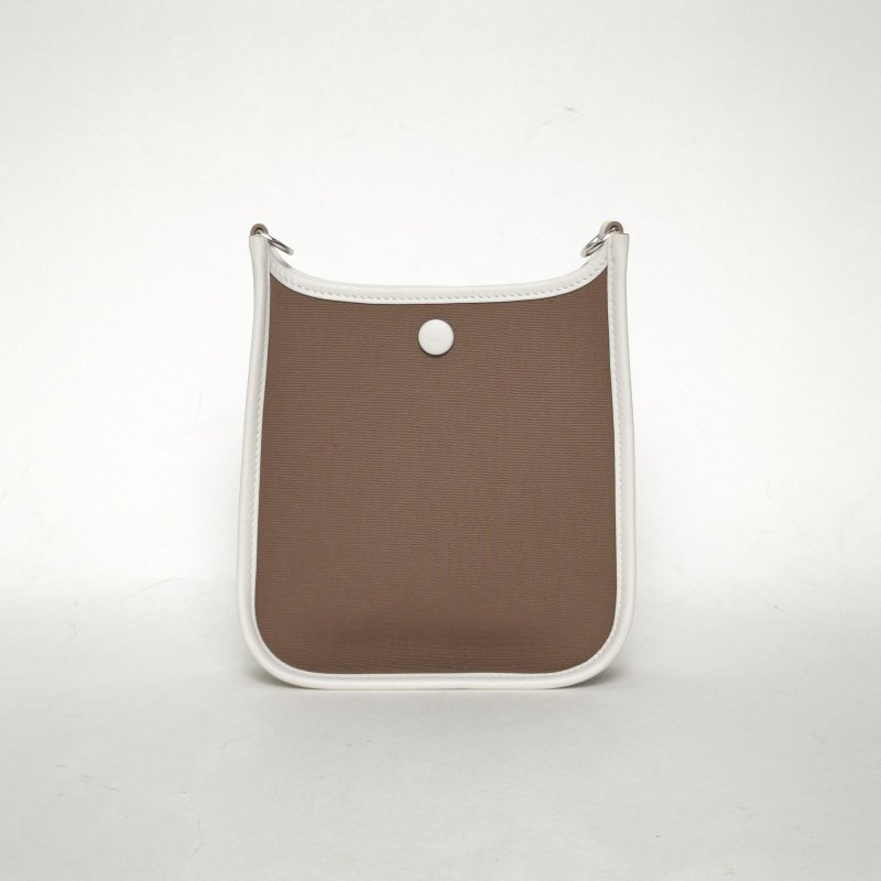 HERMES EvelyneMini1618大象灰拼M4奶灰色Swift皮/帆布K2025銀扣肩背包-2