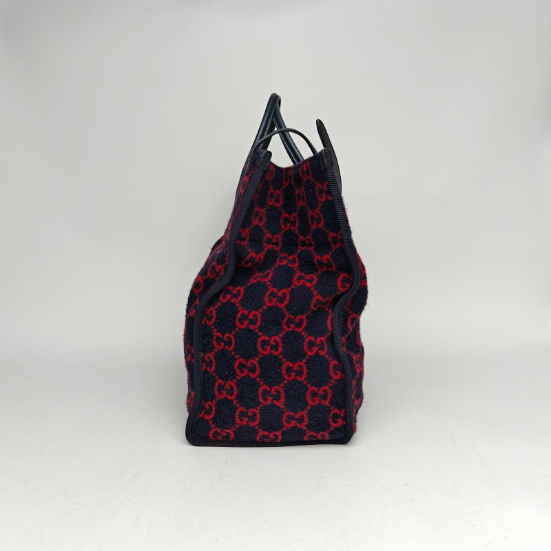 GUCCI 拼色毛呢金扣手提托特斜背包肩背包-2