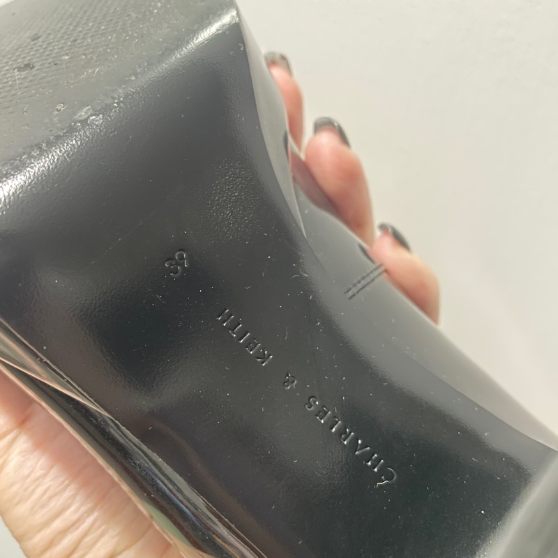 CHARLES & KEITH  小CK 雙帶厚底瑪莉珍鞋  黑色 漆皮 粗跟  39   CK1-60280370-10