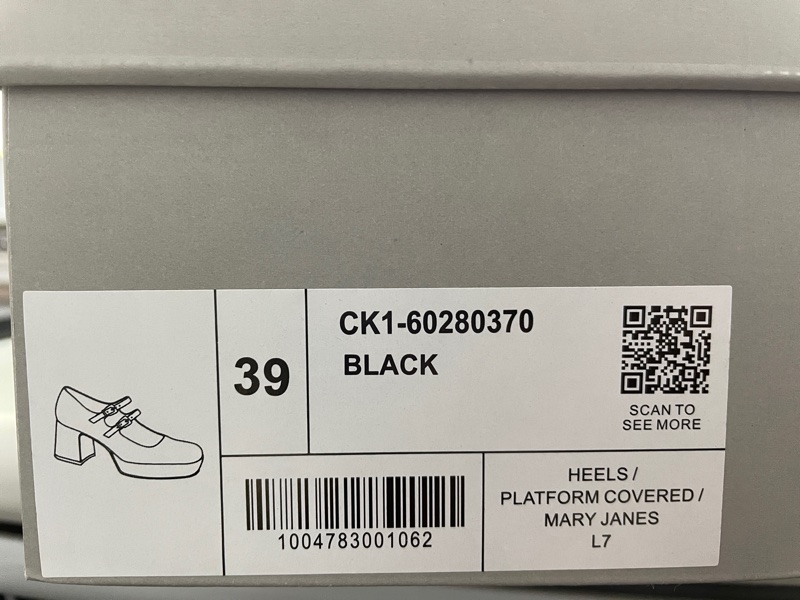 CHARLES & KEITH  小CK 雙帶厚底瑪莉珍鞋  黑色 漆皮 粗跟  39   CK1-60280370-11