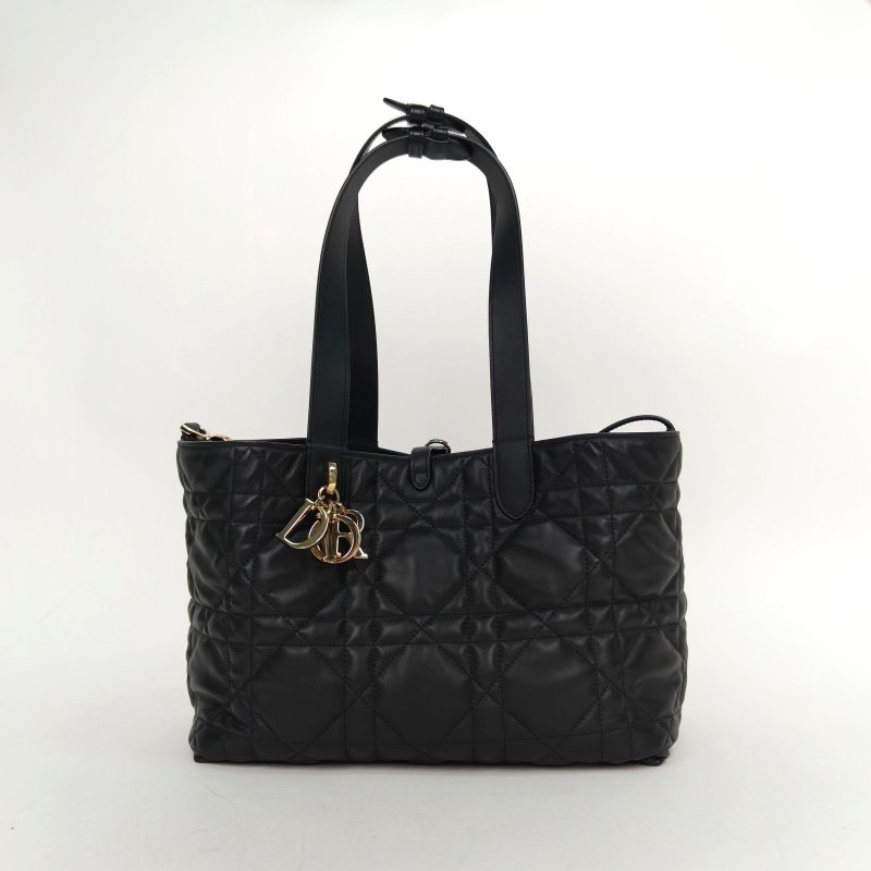 DIOR Toujours手提單肩包中號28.5黑色牛皮淺金扣2024肩背包-0