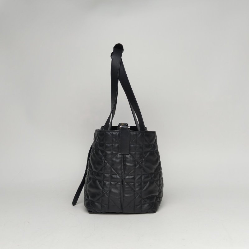 DIOR Toujours手提單肩包中號28.5黑色牛皮淺金扣2024肩背包-3