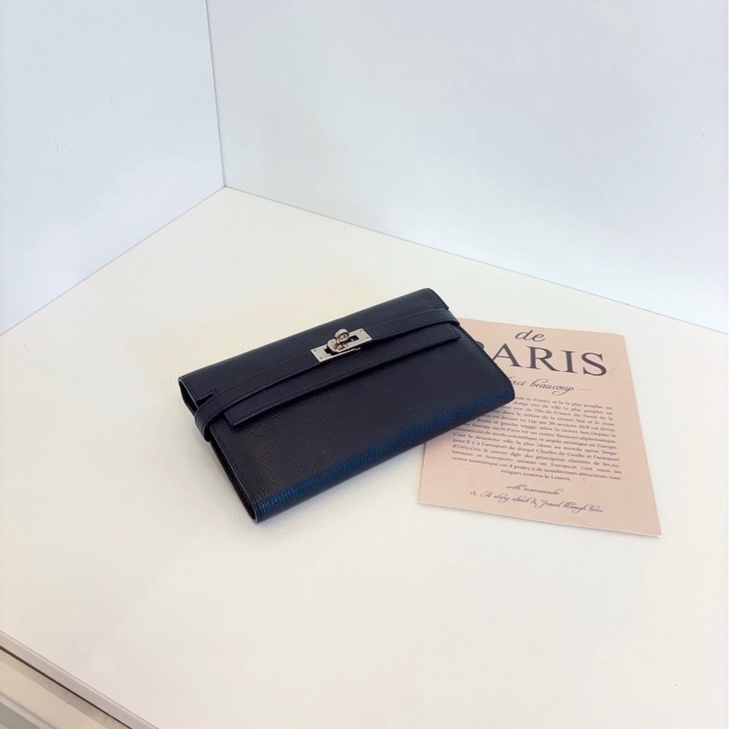 【98新🆕】Hermes 黑銀Kelly long長錢夾子 框Q山羊皮-2